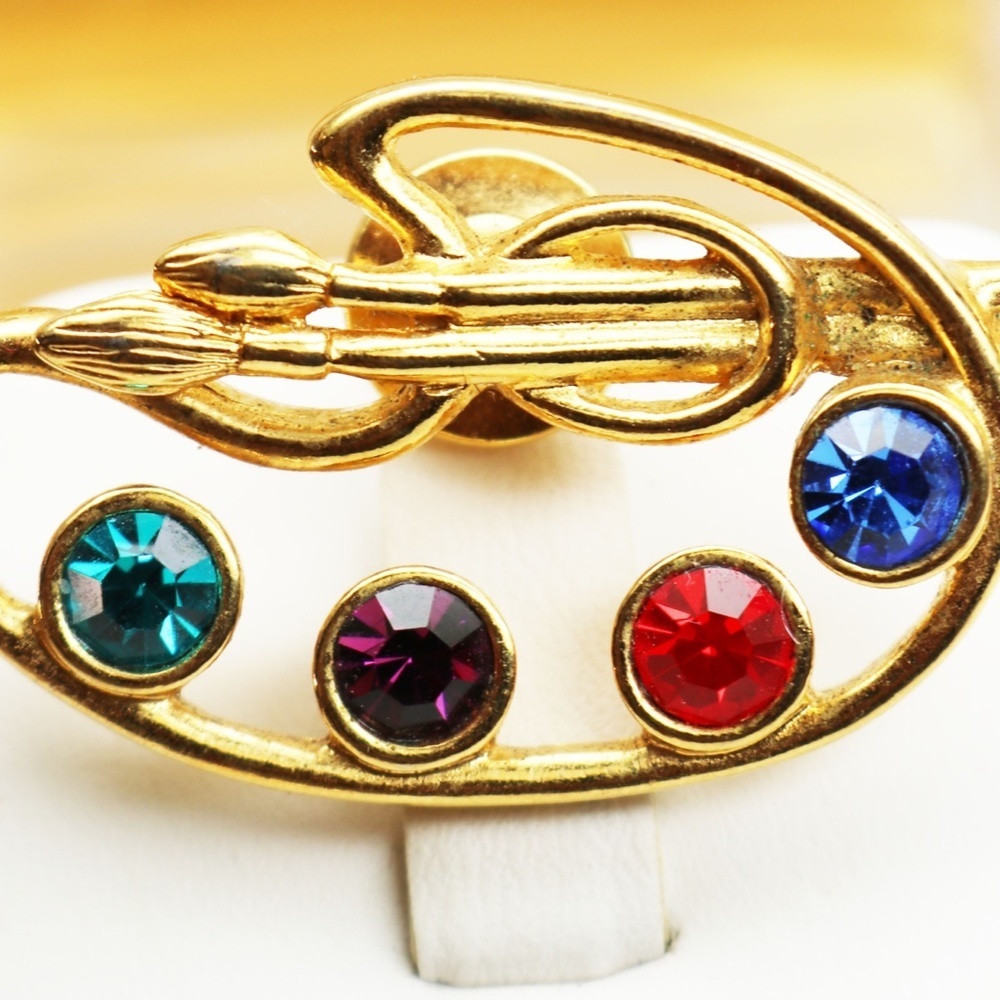 🥳👑 HOST PICK!✨🎨 VINTAGE Artist's Pallete Crystal Brooch by AVON 📣👑✨ - Picture 3 of 5